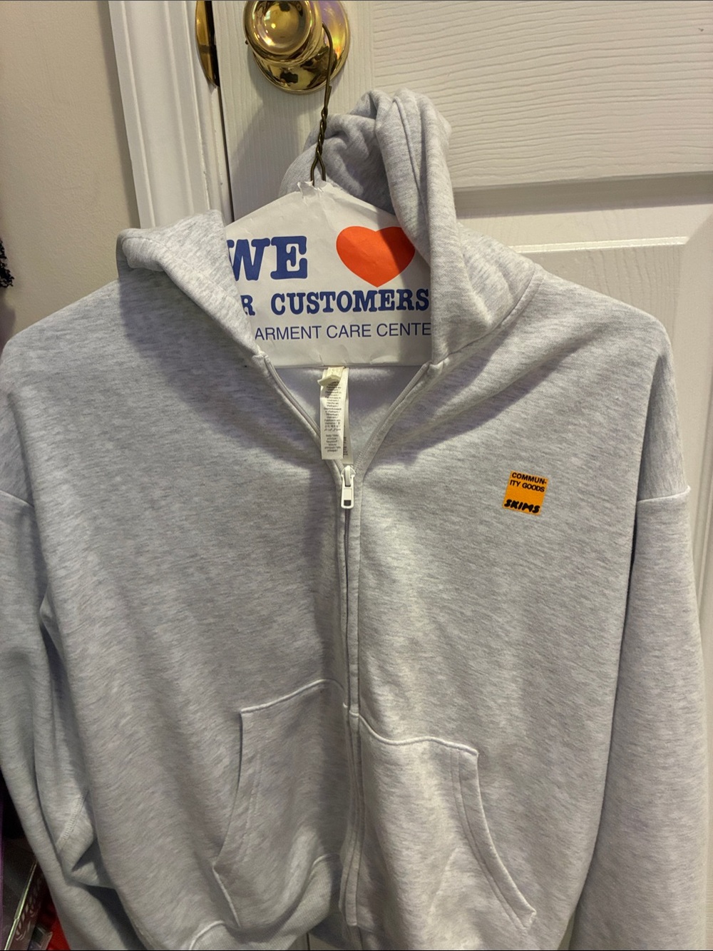 SKIMS X Community Goods Light Gray Zip-Up Hoodie